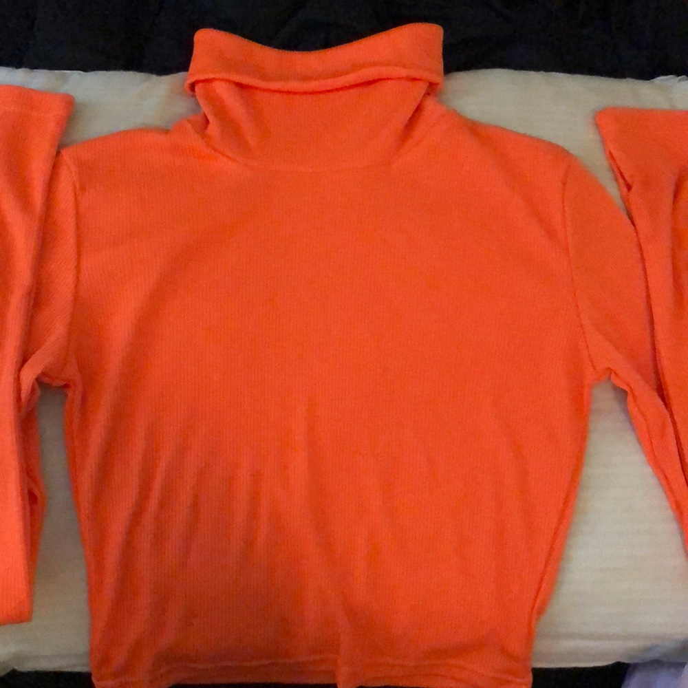 Brand New Orange Long Sleeve Crop Top